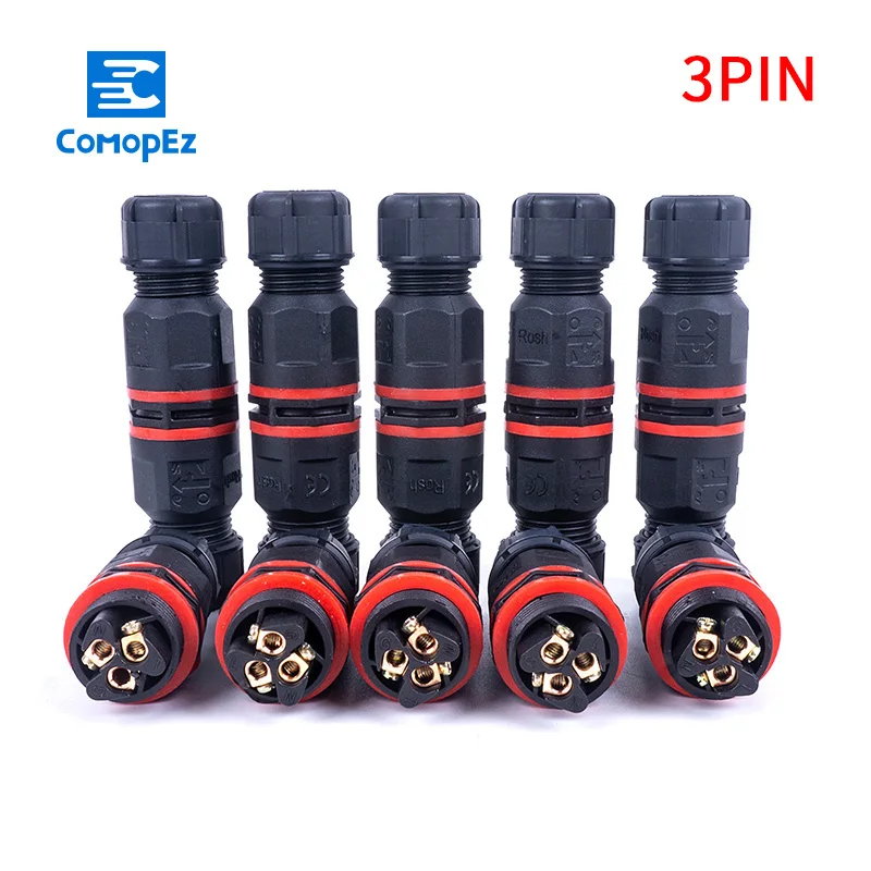 Черный Водонепроницаемый Разъем 3 контактный электрические терминальные