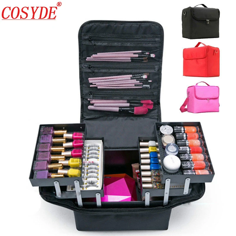 

Large Capacity Make Up Bag Hand Held Manicure Hairdressing Embroidery Tool Kit Multi-layer Cosmetics Storage Case Toiletry Box
