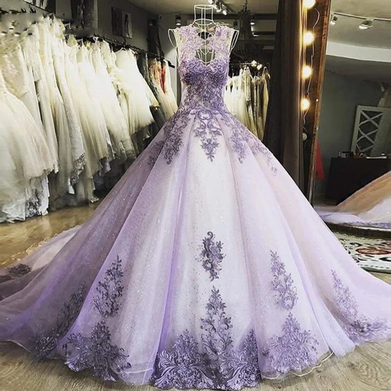 New Designs Lilac Evening Dress Long Robe De Soiree Organza Gowns vestido de festa longo Lace Applique Formal Dresses | Свадьбы и