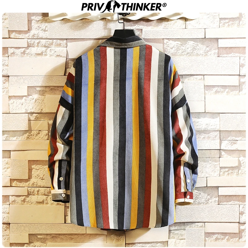 Privathinker Mens Autumn Striped Dress Shirts Men High Quality Breathable Soft Classic Shirt Male Streetwear Tops Oversize
