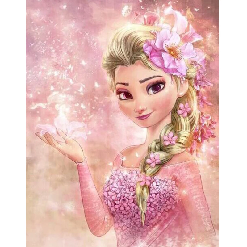 

DUTEY Cartoon Diamond Painting Diamond Mosaic Handmade Needlework 5D DIY Diamond Embroidery Frozen Elsa Pink Children Decor