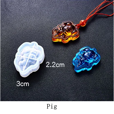 Pig Popular1PC 12 Китайский Зодиак в форме жидкого кремния УФ смолы формы для изготовления ювелирных украшений серьги аксессуары для волос ювелирные изделия инструменты - Цвет: Pig