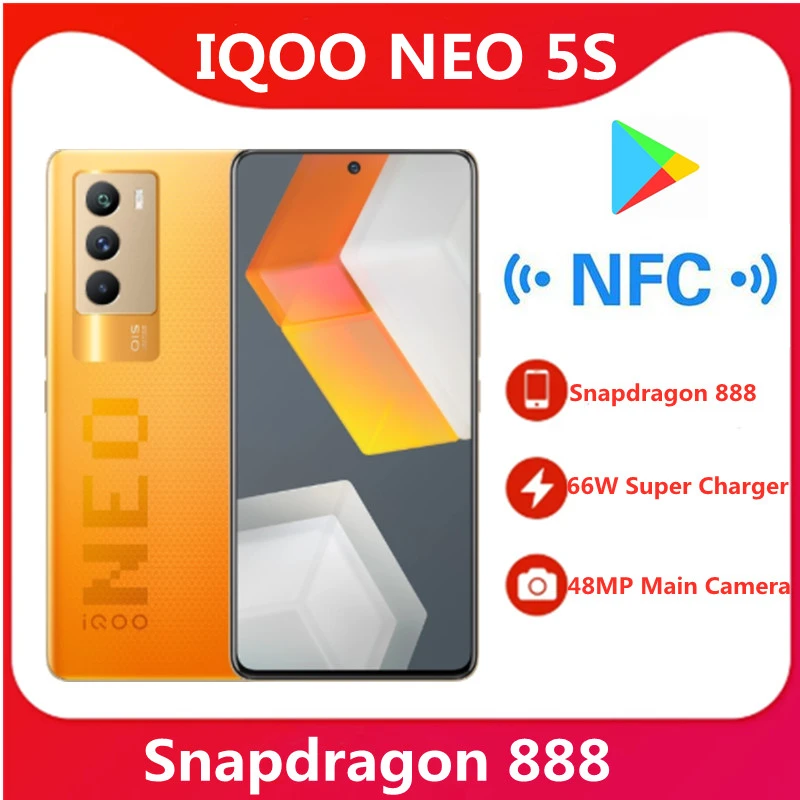 ram memory Original IQOO Neo 5S 5G SmartPhone 6.62'' Snapdragon 888 66W Super Charger 4500mAh 120Hz AMOLED Screen Google Play Store NFC OTG laptop ram