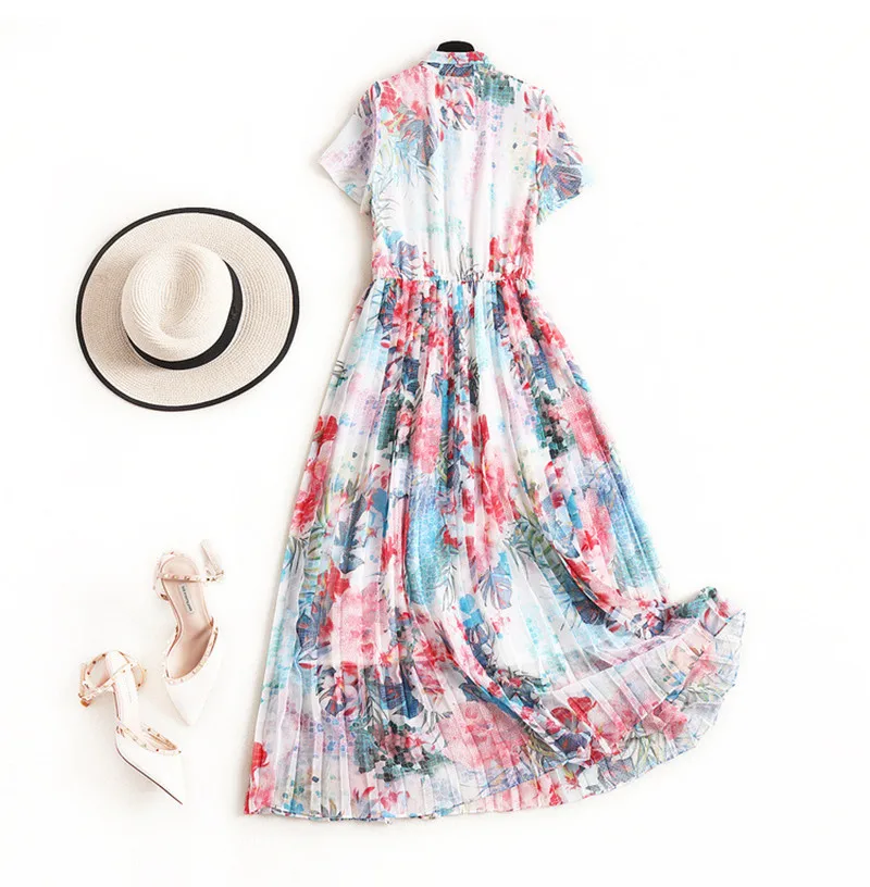 Женское Плиссированное шифоновое платье Элегантное летнее до середины икры с