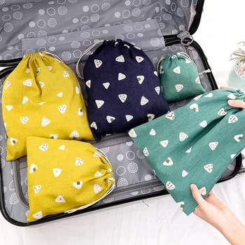 Women Cotton Drawstring Shopping Bag Eco Reusable Tote Bag Foldable Grocery Bags Lady travel Storage Bag Cloth Shopping Pouch