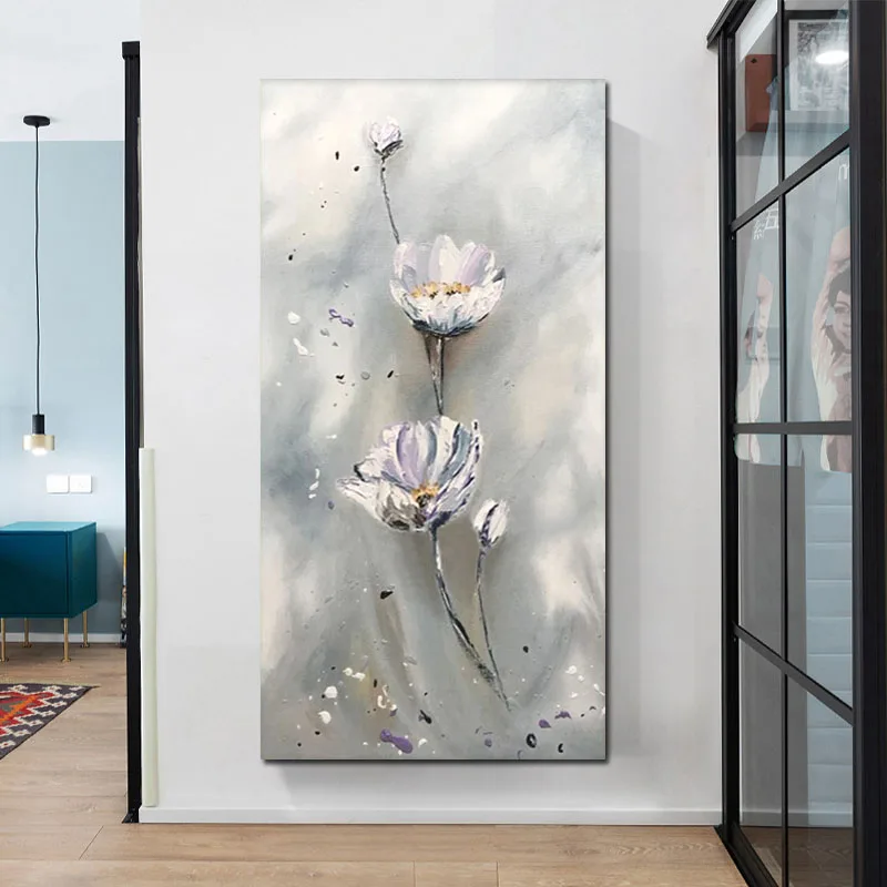 

100% Hand Painted Impression Abstract Retro Flower Handmade Oil Painting On Canvas Wall Art Home Room Decoration Frameless