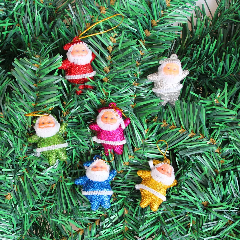 6 шт./партия рождественские украшения мини Санта Клаус Рождественская елка топперы подвесные рождественские украшения вечерние принадлежности для дома