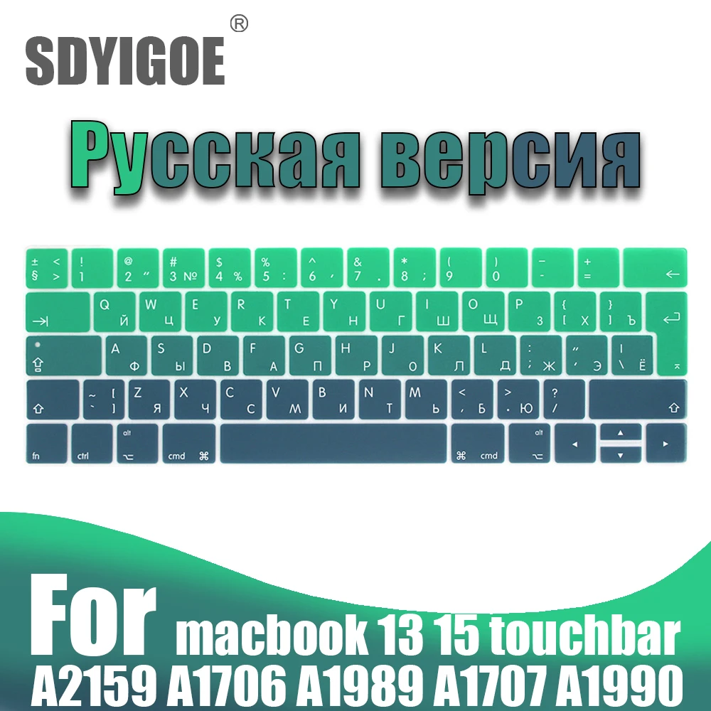 

For Macbook pro13 15 touchbar keyboard cover Russian laptop keyboard protective film skin keyboard case A2159 A1707A1989A1990