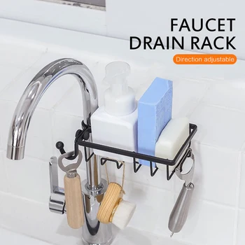 

Multifunctional Rack Kitchen Bathroom Faucet Creative Sink Wrought Iron Rack Drain Rack Sponge Storage Kitchen Organizer Racks