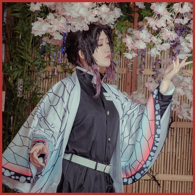 Убийца демона: Kimetsu no Yaiba; женская накидка для костюмированной вечеринки Kochou Shinobu; маскарадный плащ Kochou Shinobu; маскарадный костюм