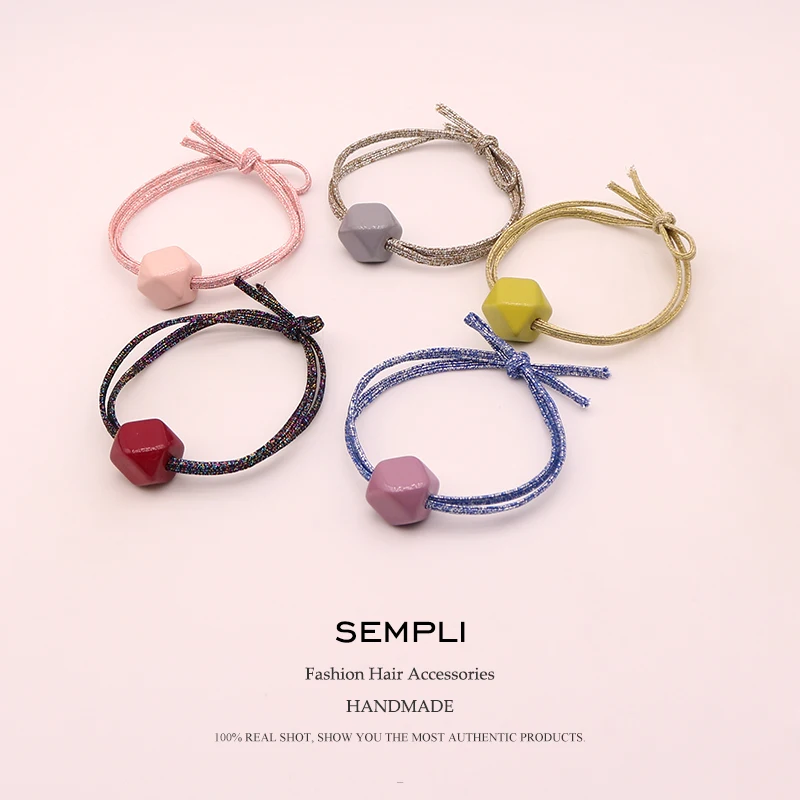 

2 Pcs/Lot Metallic Line High Quality Rubber bands Elastic Hair Bands For Women's and Girl Lady Geometric Hair Accessories Gift