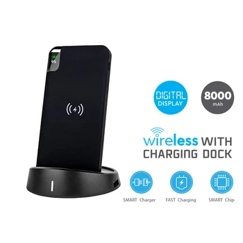 

V-TAC CV8861B Portable Power Bank 8000 mAh with Display and support Wireless charging a Knoll table black color SKU-8863