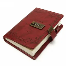 B6 vintage leather red rose wired diary blank paper notebook with lock sketchbook notebook gift office B6 vintage leather red rose wired diary blank paper notebook with lock sketchbook notebook gift office