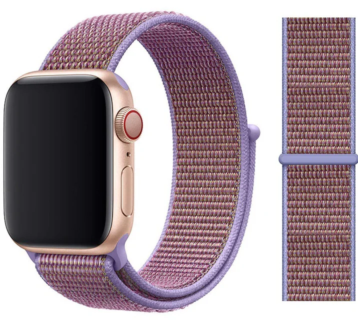 40 Lilac Ремешок для apple watch ремешок 44 мм 40 мм дышащий нейлоновый спортивный ремешок браслет iwatch 5 4 3 42 мм 38 мм apple watch 5 4 band - Цвет ремешка: 40 Lilac