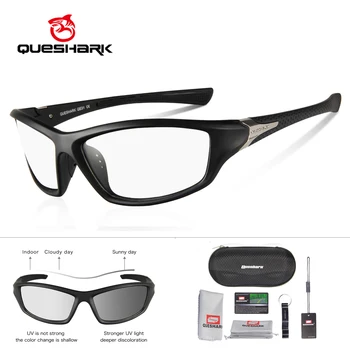 

QUESHARK Sport Photochromic Sunglasses Men Chameleon Discoloration Sun glasses for men Anti-glare Goggles Driving Fishing