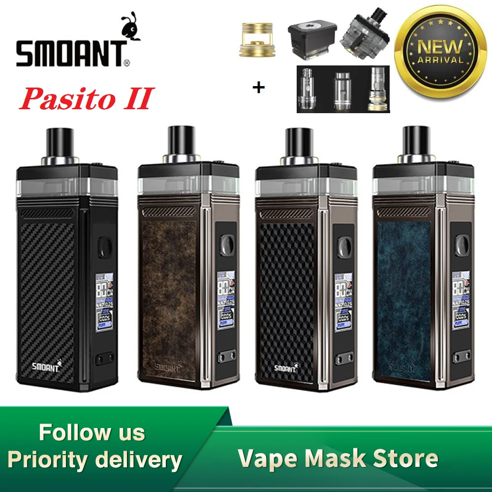 Оригинальный Smoant Pasito II Pod Vape Kit 2500 мАч аккумулятор 6 мл картридж 0 96 дюймов экран TC Mod