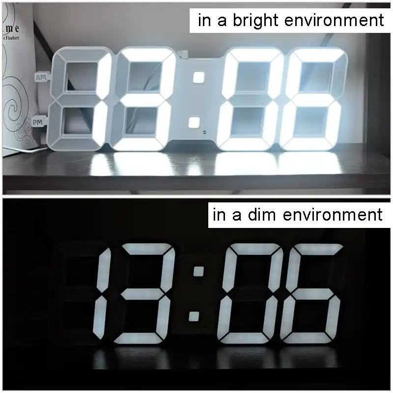 45x15x15cm super gran 3d led digital reloj de pared de luz de la pared de diseno moderno luz sensor de luz inteligente 12 24 horas 2 6 m cable usb