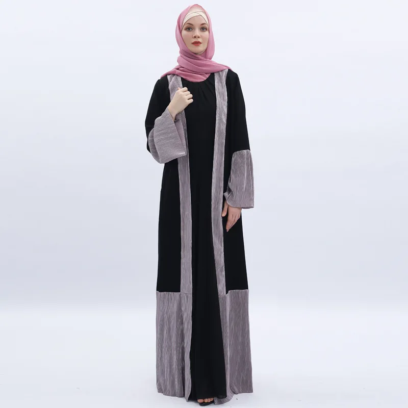 Мусульманские женщины Рамадан длинный открытый кардиган Дубай турецкое платье Абая Ислам женская одежда