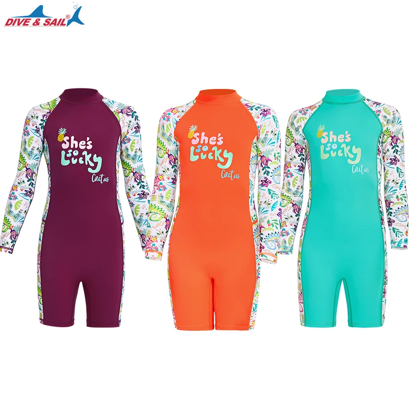 Kid's One Piece Rash Guard Swimsuit, Water Sport, Long Sleeve Swimwear, UPF 50 + Sun Protection Bathing Suits, Rashguards
