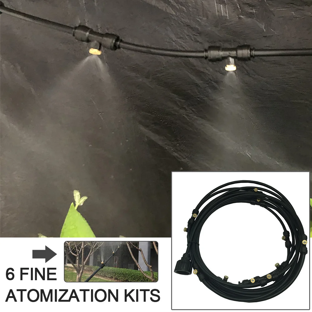 Patio Greenhouse Misting Cooling System Low Tension Garden Irrigation DIY Home Outdoor Brass Nozzle Water Spray Plants Practical
