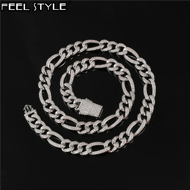 Hip Hop 10MM Rantai Figaro Rantai Bling 