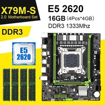 

X79 X79M-S motherboard Combo LGA2011 E5 2620 CPU 4pcs x 4GB DDR3 1333Mhz 10600 ECC REG Memory Set M-ATX combos M.2 SSD