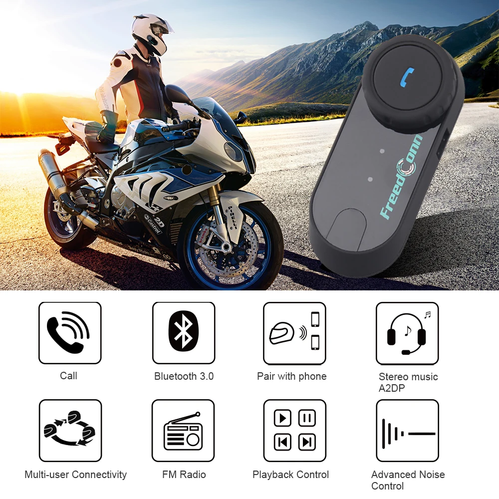 Original FreedConn T-COMVB Motorcycle Helmet Intercom Wireless Bluetooth Headset BT interphone intercomunicador moto FM Radio