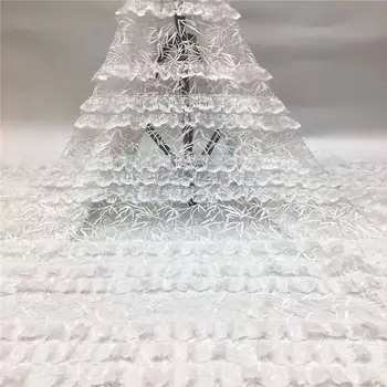 

3D Lace Fabric High Quality Nigerian African Lace Fabric Embroidery Guipure Swiss Tulle French Lace Fabric with Pearls