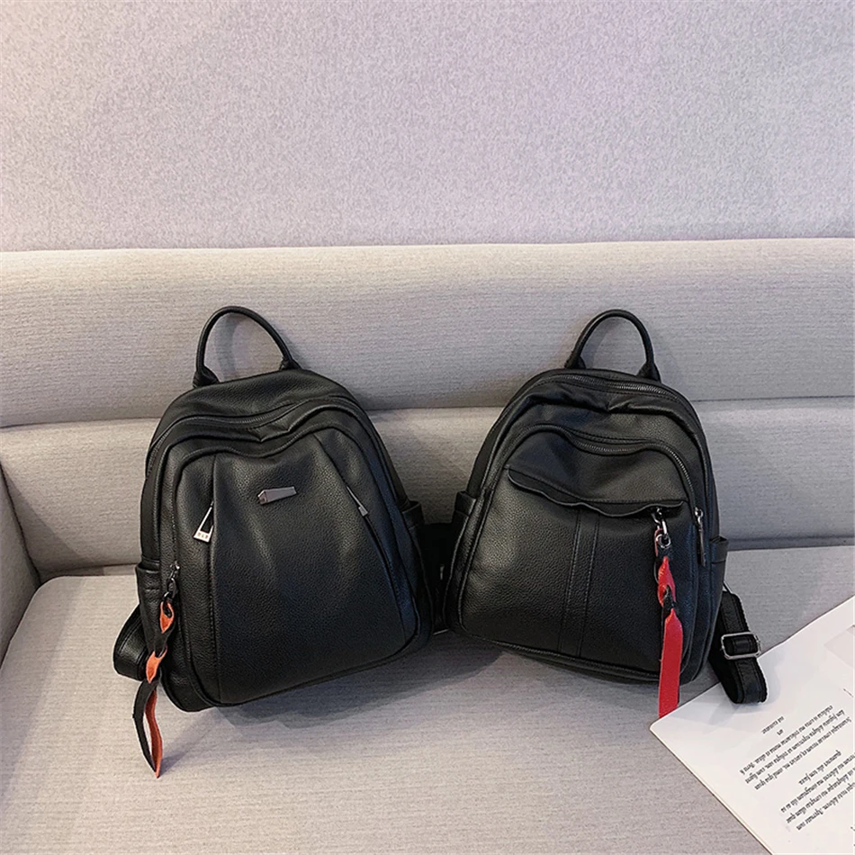Женская мода простой мягкий кожаный рюкзак Mochila колледж Стиль Твердая школьная сумка для подростков сумка женская Feminina Sac Dos