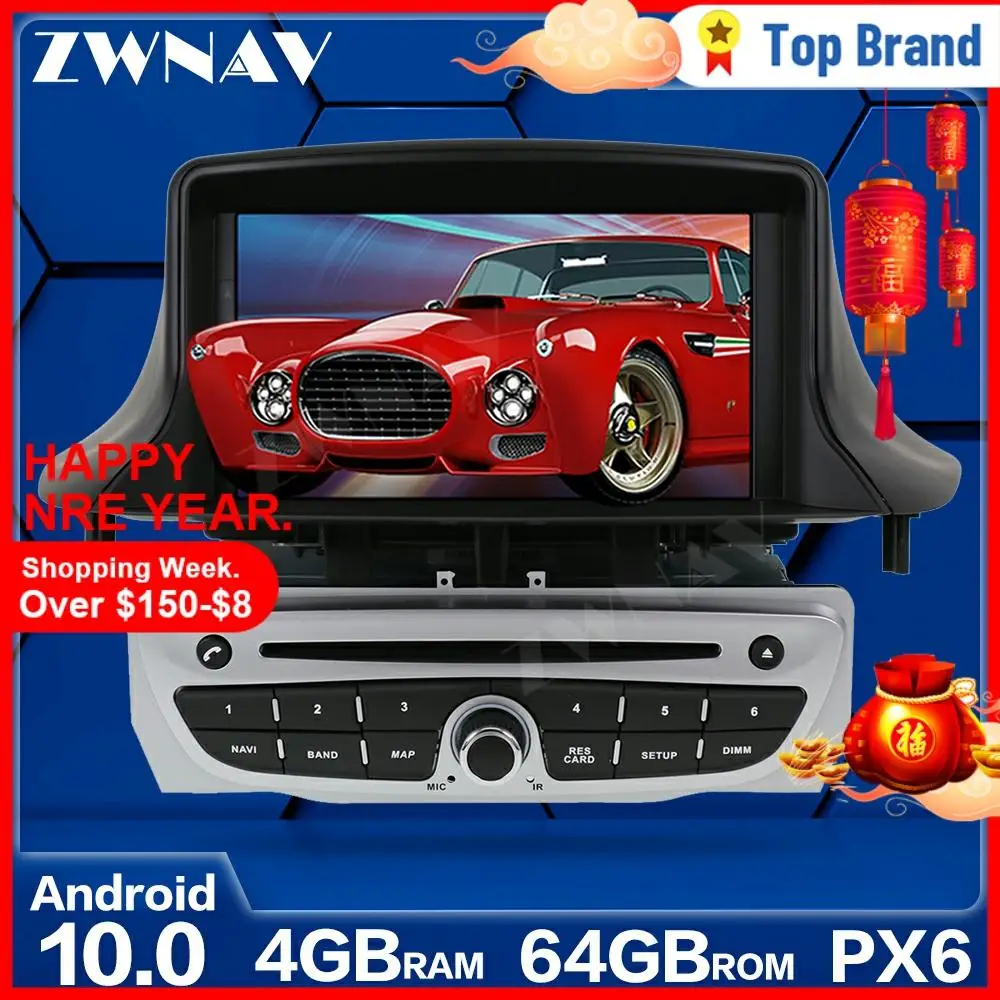 Автомобильный мультимедийный плеер с экраном на Android 10 для Renault Megane 3 Fluence 2009 2015 GPS