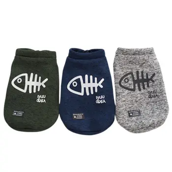 

2018 new pet autumn and winter models fish bone sweater casual fashion dog cat clothes to keep warm