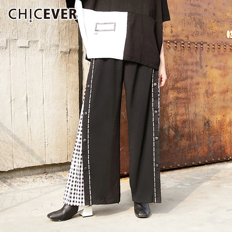 CHICEVER корейский стиль лоскутные цветные женские брюки с высокой талией большие
