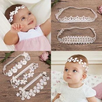 

New Hair Accessories Girls Turban Headwear Baby Headband Bow Lace Hair Band Headband White Solid Lovely Band