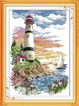 

Lighthouse (4) Cross Stitch Pattern Counted 11CT 14CT Printed Canvas Cross-stitch Sets Chinese Embroidery Fabric Thread Needle