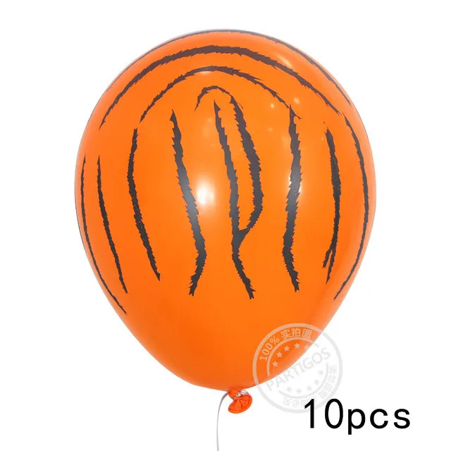 Животное шарики для день рождения джунгли вечерние сафари вечерние тематические элементы джунгли воздушный шар Декор для вечеринки в честь Дня Рождения, одежда на день рождения воздушные шары - Цвет: 10pcs Tiger balloon
