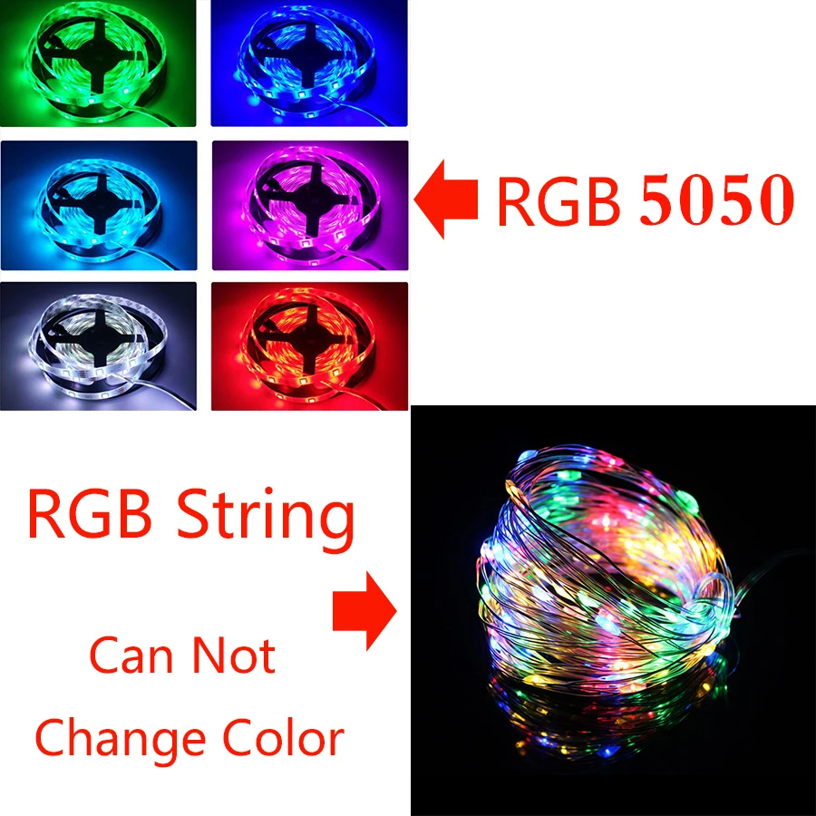 Светодиодная лента 5050 5 м 10 м 15 м RGB струнный светильник светодиодный лампы с вилкой питания контроллер водонепроницаемый Fiexble светильник светодиодный лента