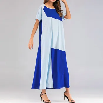 

2019 New arrive Maxi Long Dresses Elegant Stamping Floral Printing Muslim Long Casual Dress O-Neck Sleeve S-3XL 10.30