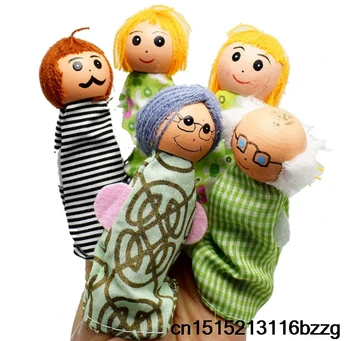 

5PCS/set Mini Family Finger Puppets Soft Bed Storytelling Glove Hand Baby Educational Learning Toys Finger Dolls For Kids 200Set