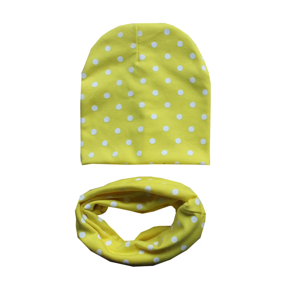 Новая стильная вязаная крючком Детская шапка со звездами, шарф, осенне-зимняя шапка для девочек и мальчиков, Детский комплект из шапки и шарфа, Детские шапочки и шарфа - Цвет: yellow dot