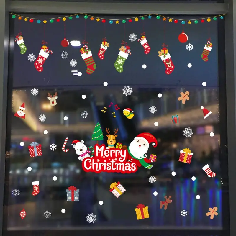 Navidad, сделай сам, оконная пленка, Рождественская наклейка, украшение на Хэллоуин, оконная наклейка, рождественские украшения, ПВХ, новогоднее стекло, Мура - Цвет: SR 1