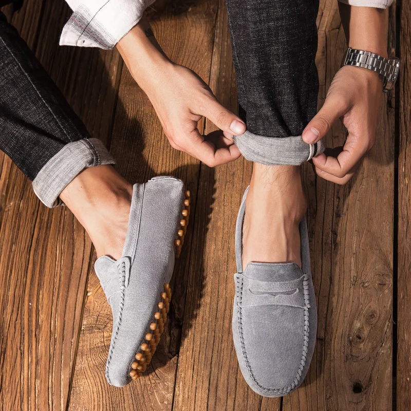 Fashion Boat Shoes Male Winter Plush Suede Mens Loafers Moccasin Flat Casual Loafers Male Leisure Driving Shoes Men HC-477