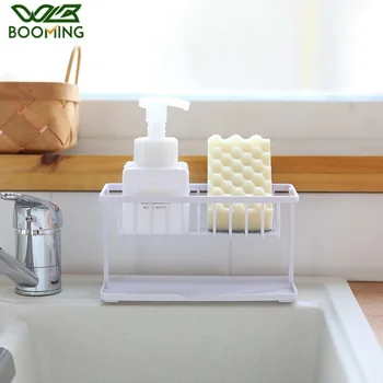 

WBBOOMING Kitchen Bathroom Double Sponge Drain Storage Rack Household Kitchen Cleaning Rag Rack Sink Countertop Rack And Holder