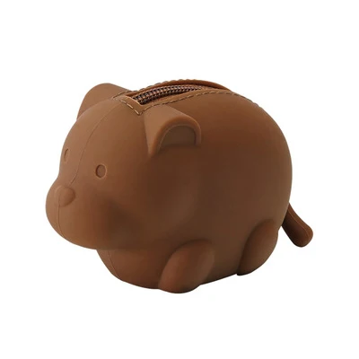brown Мультфильм 3D животное свинья портмоне Kawaii сумка для хранения денег мини женский кошелек Леди Шик силикагель кошельки девушка кошелек конфетных оттенков - Цвет: brown