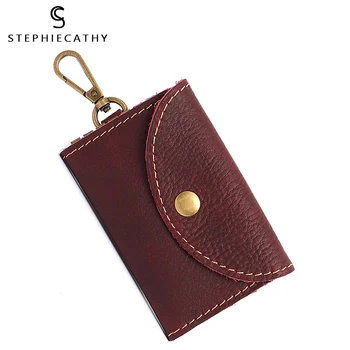 

SC Vintage Genuine Leather Key Case Wallet For Men&Women Card Holder Function Key Chain Organizer Real Leather Mini Coin Purses