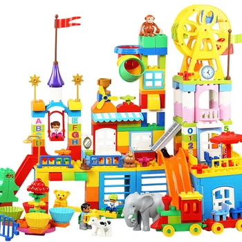 

Duploe Big Size 150PCS Building Blocks Bricks Kits Set Diy Assemble Toy Happy Castle Duplo Toys For Children Kids Gifts