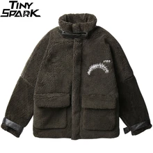 Хип-хоп Куртка парка флисовая зимняя уличная Мужская ветровка Harajuku флисовая куртка, пальто толстая теплая верхняя одежда оверсайз зеленый