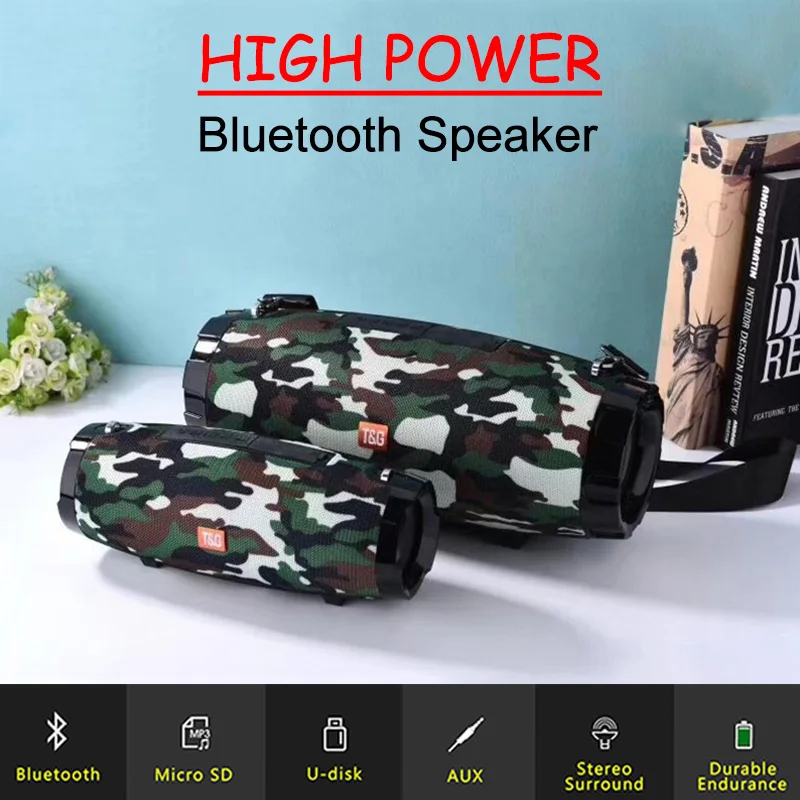 Портативная Bluetooth колонка мощный водонепроницаемый сабвуфер беспроводной