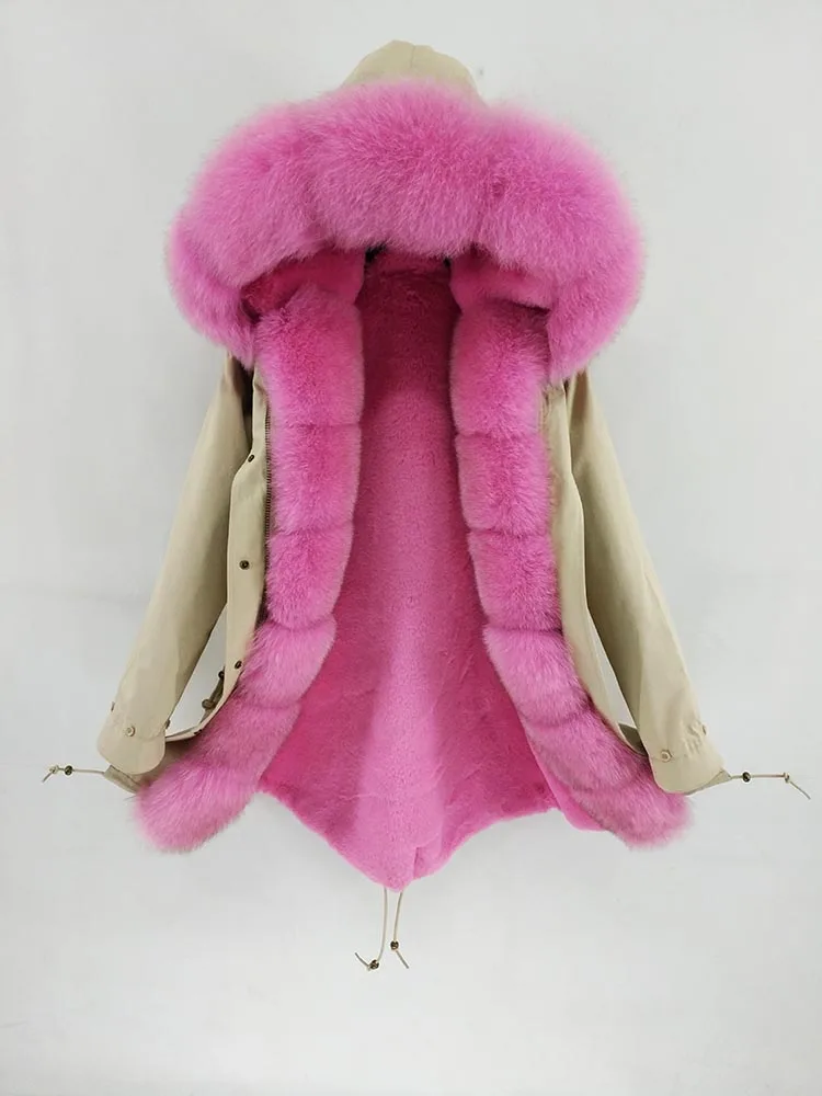 Зимняя куртка Женская водонепроницаемая длинная парка натуральный мех пальто натуральный Лисий меховой капюшон, воротник теплая верхняя одежда Уличная съемная