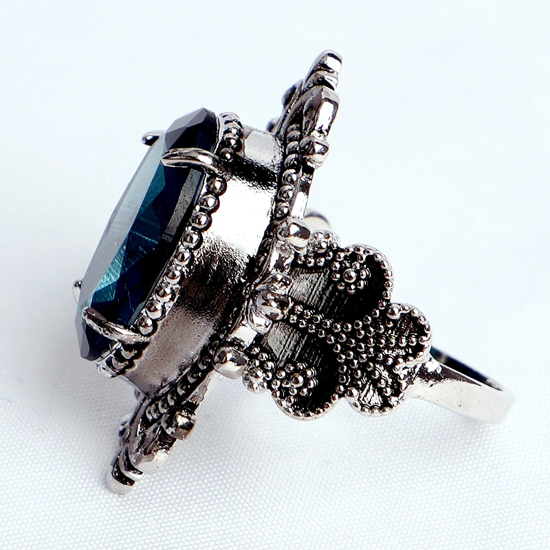 HuiSept Vintage 925 Silver Ring Jewellery Big Oval Shaped Sapphire Gemstones Rings for Male Female Wedding Party Gifts silver ring wedding rings silver rings gemstone ring