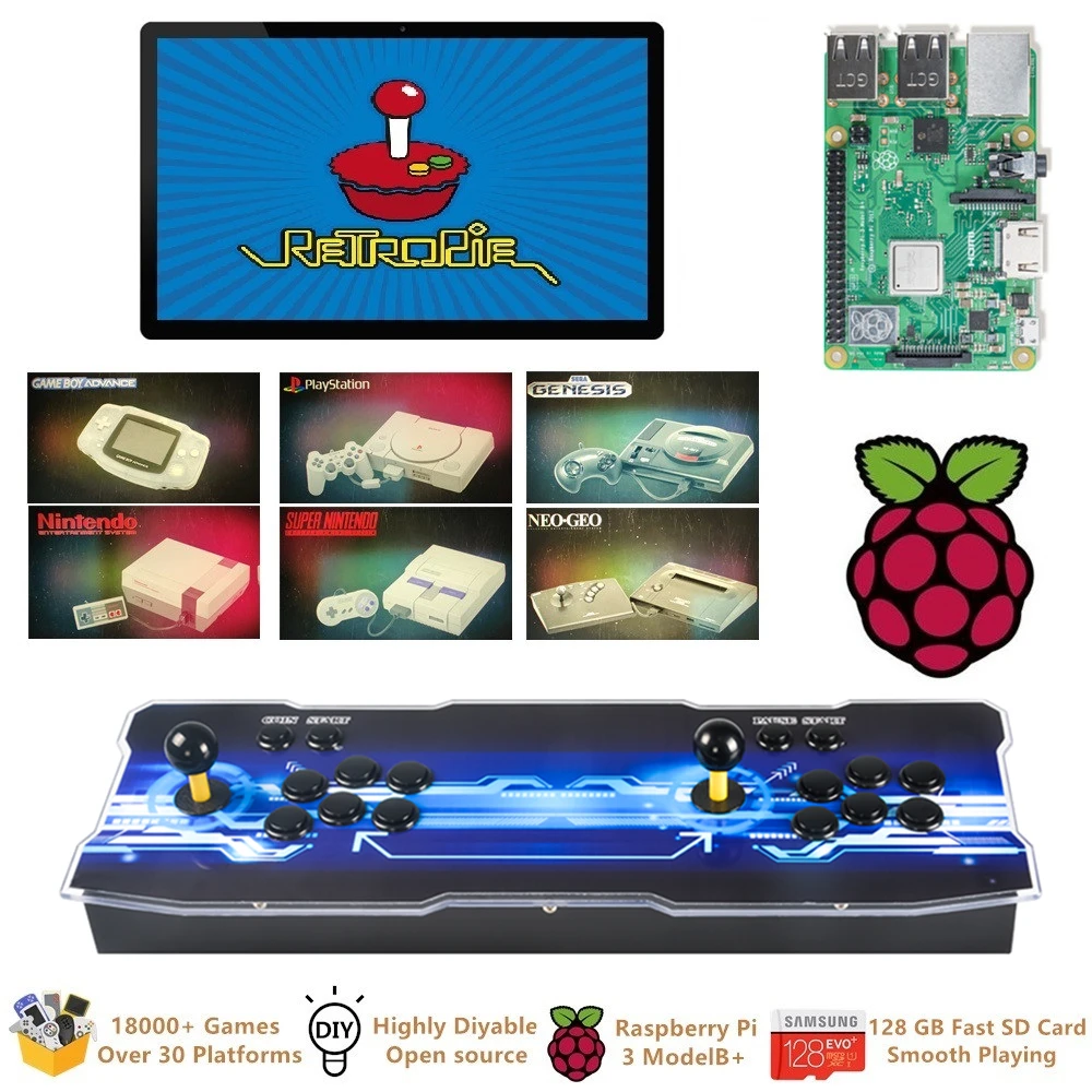 

Raspberry Pi 3 Model B+(B Plus) Arcade Video Game Console Retropie Arcade Cabinet DIY 18000+ Retro Arcade Games Multi Platforms